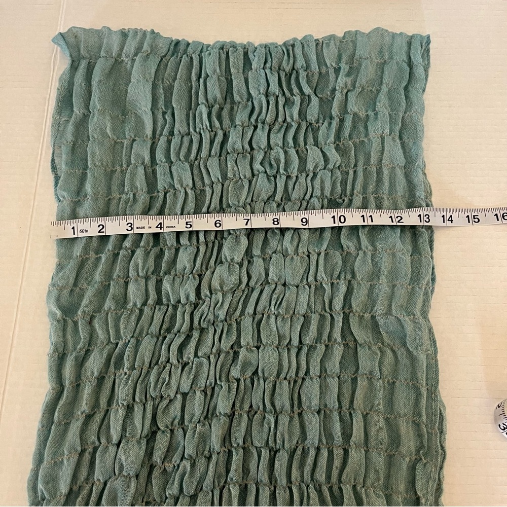 Women’s Blue 100% Viscose Lightweight Fringed Smocked Boho Hippie Scarf - Picture 8 of 10